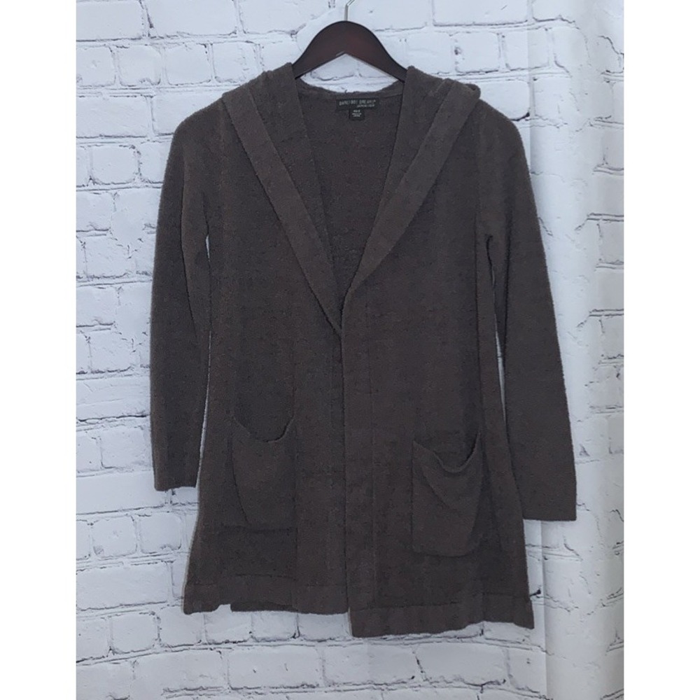 Barefoot Dreams Hoodie CozyChic Lite Womens XS/S Open Front Sable Brown Cardigan
